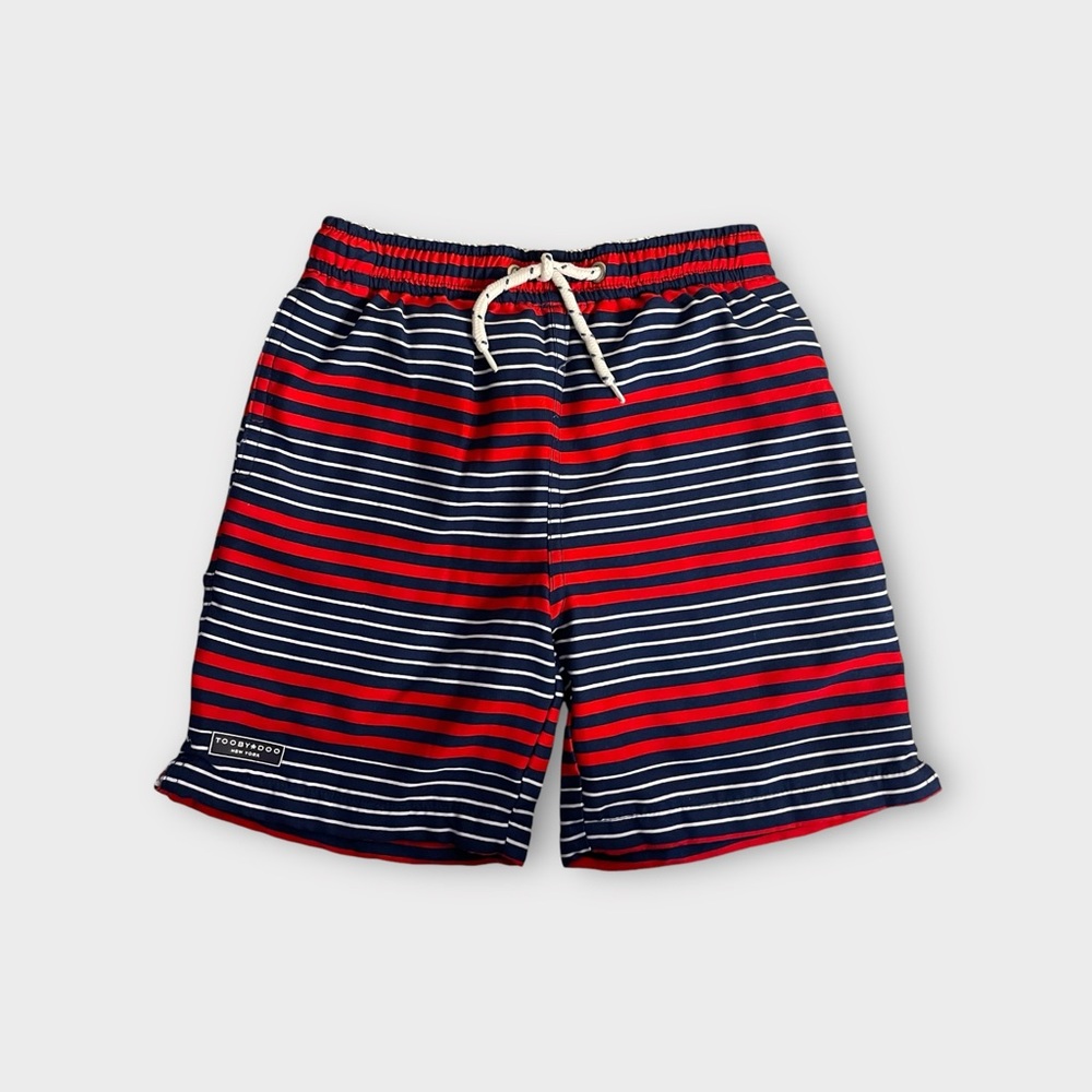 Toobydoo Red & Blue Striped Swim Trunks